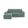 Apollo Compact Sofa (Colour : Dusty Turquoise Velvet, Cushion : Soft, Back Type : Regular, Seating Capacity : Left Aligned 2 Seater + Left Aligned Chaise + Ottoman)