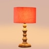 Devansh Orange Cotton Table Lamp With  Wood Natural Base (7X7X15.5 Inches)-5