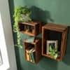 Raar Solid Sheesham Wood Wall Shelf Set in Provincial Teak Finish