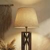 Symmetric Beige Jute Floor Lamp with Beige Jute Base