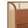 Fiji Wingback Cane and Solid Wood Queen Size Non-Storage Bed in Nappa Tan Leatherette