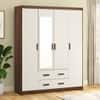 Miller 4 Doors 2 Drawers Wardrobe With Mirror and Lock in Two Tone Finish