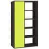 Nikola Large Crockery cum Bookshelf and Divider Unit in Antique Ebony Lime Yellow Colour