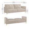 Novelle 3 Seater Velvet Sofa Cum Bed in Cream colour