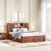 Cambry Queen Size Hydraulic Storage Bed With Headboard Storage In Honey Finish