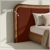 Elowen Softline Queen Size Bed in velvet With Oak wood Frame & Hydraulic Storage