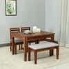 Arbor 4 Seater Dining Set with Cushioned Bench in Ice Blue Colour