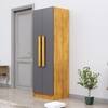 Hexa Red Wooden 2 Door Wardrobe with 4 Shelves in Giant Wood and Slate Grey Colour