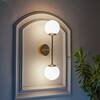 Balts Twin Brass Wall Light with Opal Glass Globe Shades