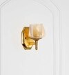 Morvah Single Light Wall Fitting In Brass Finish Metal With Amber Glass