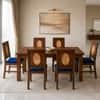 Globally Indian Elodie Solid Sheesham Wood 6 Seater Dining Table Set 6 Chairs Navy Blue