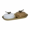 Metalsmith Metal Serveware Box Set of 3 with Tray Gold Green Finish