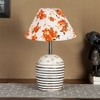 Multicolor cotton with White Brushed Wood Table Lamp -2