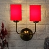Devansh Metal Electric Wall Light in Gold Colour with Red Shade Count of 2 Lights