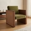 Dhuna Solid Wood 1 Seater Rattan Designed Sofa With Cushion Arram Rest In Provincial Teak Finish