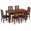 Globally Indian Ananta Solid Sheesham Wood 6 Seater Dining Table Set 6 Chairs Navy Blue