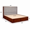 Vedanch Solid Wood Queen Size Upholstered Bed With Box Storage (Provincial Teak Finish, Grey Colour)