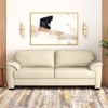 Farina 3 Seater Half Leather Sofa In Creme Fraiche Italian Leather