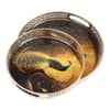 Peacock Serving Tray Set Of 2 In Black Colour