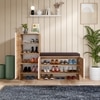 Trudo Modular Shoe Cabinet Combo with 12 Pair Seat Cabinet & 10 Pair Cabinet – Spacious Modular Shoe Organizer