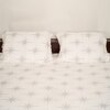 White Abstract 400 TC Cotton Flat King Sized Double Bedsheet With 2 Pillow Covers From Threads