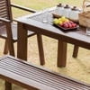 Alfresco Solid Wood Outdoor Dining Table with Four Arm Chairs and Bench in Brown Colour