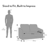 Kobi 2 Seater Fold Out Sofa Cum Bed in Speckled Teal Colour with topper