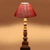 Devansh Pink Jute Table Lamp With  Wood Natural Base (10X10X21 Inches)-35