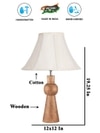 Devansh Off-White Cotton Vintage  Lamp With Wood Base (12X19.25)