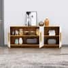 Hexa Red Multipurpose Storage Cabinet With 3 Door in Giant Wood And Frosty White Colour