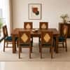 Globally Indian Laurent Solid Sheesham Wood 6 Seater Dining Table Set 6 Chairs Teal Blue