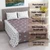 White And Plum Shade Floral  Cotton 400 Tc  Flat  Super King Size Bedsheet With 2 Pillow Covers