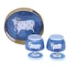 Cow Round Basket With Jar Set Of 3 In Gold Colour