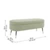 Doe Buck Luxury Boucle Storage Bench in Sage Colour with Gold Tipped Legs