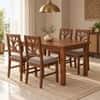 Globally Indian Vallari Solid Sheesham Wood 4 Seater Dining Table Set 4 Chairs Grey