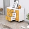 Hexa Red Multipurpose Storage Cabinet With 3 Drawer 2 Door in Frosty White And Giant Wood Colour