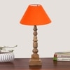 Devansh Orange Cotton Table Lamp With  Wood Natural Base -(10X10X21 Inches)-30