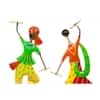 Desert Art Metal Handpainted Dandiya Couple Showpiece Set of 2 in Yellow Colour
