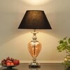 Hinton Amber Glass And Nickel Finish Metal Table Lamp With Black Cotton Shade