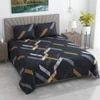 Xara Dark Blue Geometric 400 TC Cotton Flat Double Queen Size Bedsheet with 2 Pillow Covers – Threads