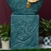 Buddha Face Shower Blue and Gold Fiber Glass Indoor Fountain With Stand