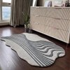 Handmade Wool Silk Shaped Rug Modern Wave Grey 3 x 5 Feet Carpet