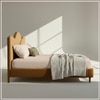Solara Wave Luxe King Size Bed in velvet With Oak wood Frame & Hydraulic Storage