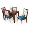 Globally Indian Sheesham Wood 4 Seater Dining Table Set With 4 Solid Wood Upholstered Chairs – In Blue Color