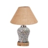 Devansh Conical Beige Jute Shade Lamp With Wood & Mosaic Glass Base For Decoration/Office/Home/Gifting/Study For Decoration/Office/Home/Gifting/Study -(10X10X14.5) Inches -A