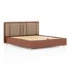 Cassina Engineered Wood King Size Bed With Hydraulic Storage Duel tone in Clay Knit and Russet Brown Leatherette