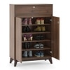 Webster 15 Pair Shoe Rack With Drawer in Classic Walnut Finish