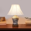 Devansh Off-White Cotton Shade Cross Pleated Lamp With Wood & Mosaic Glass Base For Decoration/Office/Home/Gifting/Study For Decoration/Office/Home/Gifting/Study