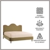 Solara Wave Luxe Queen Size Bed in velvet With Oak wood Frame & Hydraulic Storage