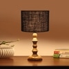 Devansh Black  Jute   Table Lamp With  Wood Natural Base (7X7X15.5 Inches)-17